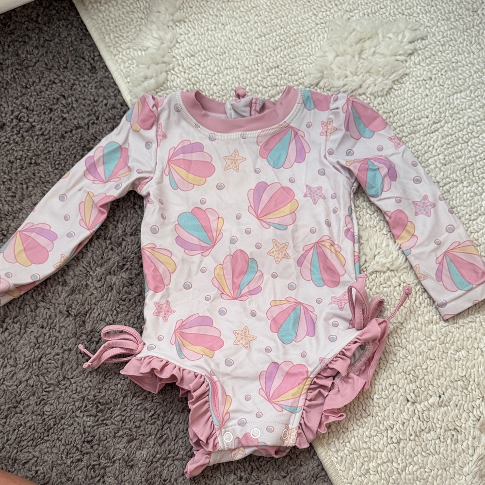 Caden Lane Pink Pastel Seashell One-Piece Swimsuit